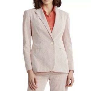 Lauren Ralph Lauren Women’s Pink Seersucker Slim Fit Blazer Size 14